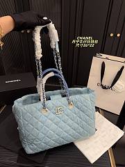 Colestore Chanel Coco Handle Shopping Tote Quilted Light Blue 26x22cm - 6