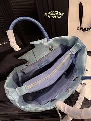 Colestore Chanel Coco Handle Shopping Tote Quilted Light Blue 26x22cm - 5