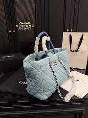 Colestore Chanel Coco Handle Shopping Tote Quilted Light Blue 26x22cm - 4