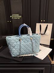 Colestore Chanel Coco Handle Shopping Tote Quilted Light Blue 26x22cm - 3