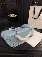 Colestore Chanel Coco Handle Shopping Tote Quilted Light Blue 26x22cm - 2