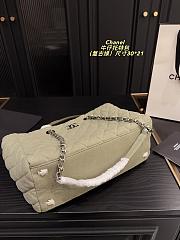 Colestore Chanel Coco Handle Denim Shopping Tote Quilted Vintage Green 30x21cm - 5