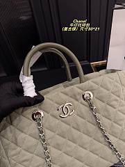 Colestore Chanel Coco Handle Denim Shopping Tote Quilted Vintage Green 30x21cm - 3