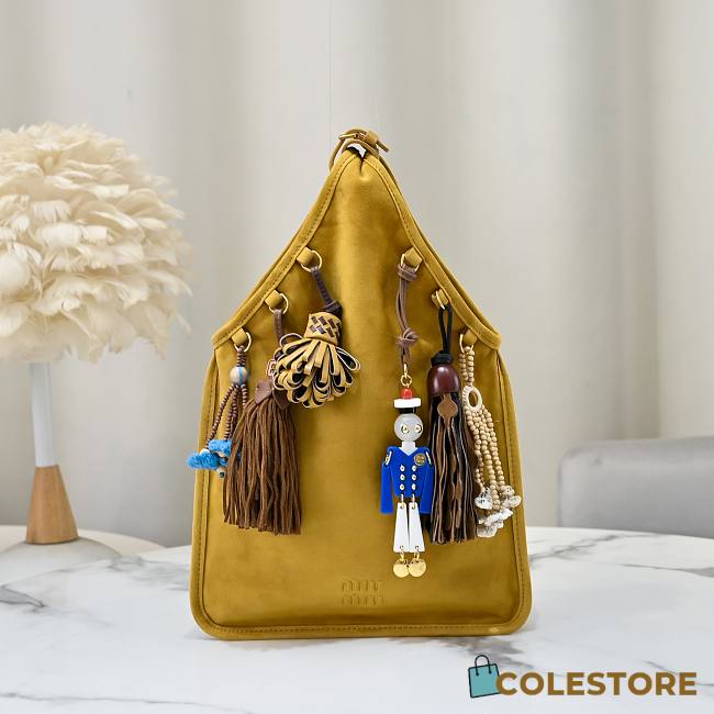 Colestore Miu Miu Mustard Yellow Suede Bag With Trick 24×37cm - 1