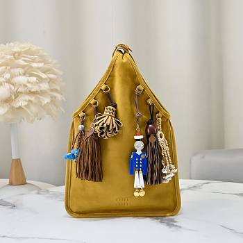 Colestore Miu Miu Mustard Yellow Suede Bag With Trick 24×37cm