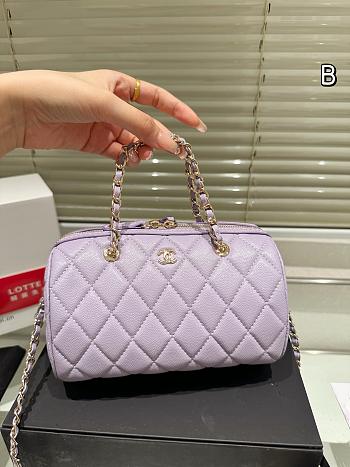 Colestore Chanel Mini Bowling Bag Caviar Leather Lilac 19x12cm