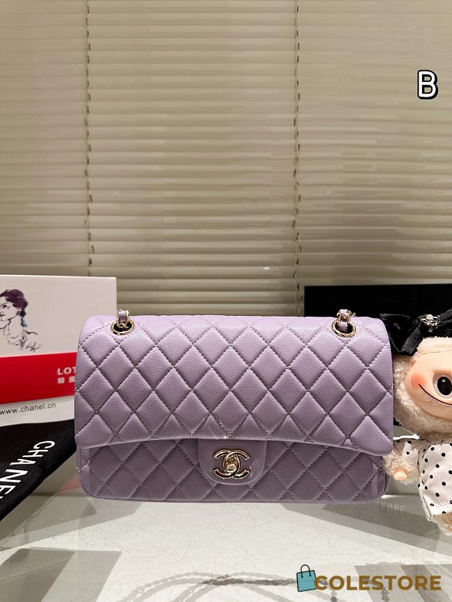 Colestore Chanel Lilac Caviar Quilted Classic Flap Medium Silver Hardware 26cm - 1