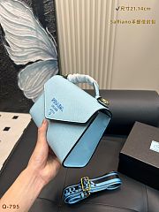Colestore Prada Saffiano Leather Mini Envelope Crossbody Bag Light Blue 21x14cm - 3