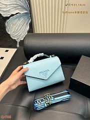 Colestore Prada Saffiano Leather Mini Envelope Crossbody Bag Light Blue 21x14cm - 2