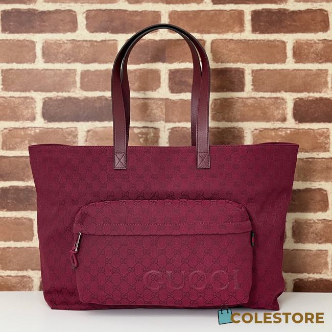 Colestore Gucci Large GG Tote Bag in Rosso Ancora Red Canvas 45x32x15cm - 1