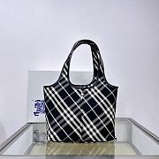 Colestore Burberry Embroidered Canvas Small Check Shopping Bag Black 41× 14 × 26cm - 1