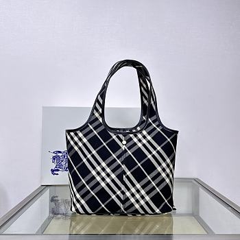 Colestore Burberry Embroidered Canvas Small Check Shopping Bag Black 41× 14 × 26cm
