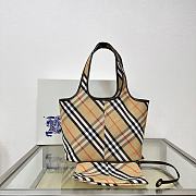 Colestore Burberry Embroidered Canvas Small Check Shopping Bag Beige Vintage 41× 14 × 26cm - 1