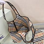 Colestore Burberry Embroidered Canvas Small Check Shopping Bag Beige Vintage 41× 14 × 26cm - 4