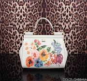 Colestore Dolce & Gabbana White Floral Printed Leather 25x12x20cm - 3