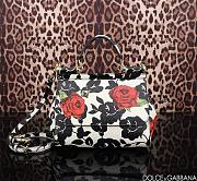 Colestore Dolce & Gabbana Dauphine Floral Print Medium Miss Sicily Satchel Black White 25x12x20cm - 1