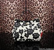 Colestore Dolce & Gabbana Dauphine Floral Print Medium Miss Sicily Satchel Black White 25x12x20cm - 3