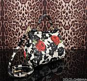 Colestore Dolce & Gabbana Dauphine Floral Print Medium Miss Sicily Satchel Black White 25x12x20cm - 2