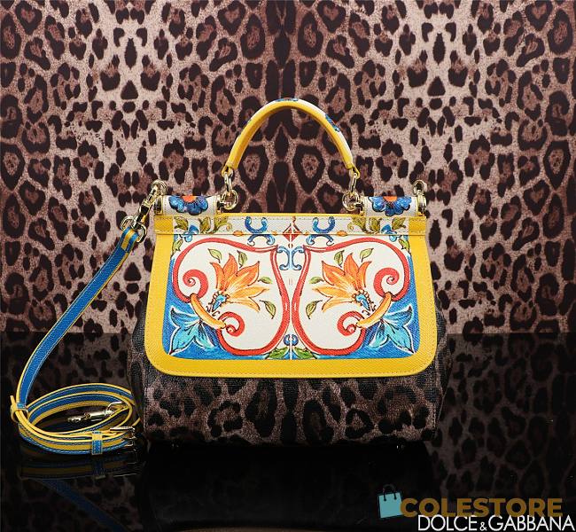 Colestore Dolce & Gabbana Dauphine Majolica Printed Small Miss Sicily Satchel Multicolor 25x12x20cm - 1