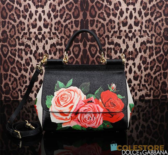 Colestore Dolce & Gabbana Rose-Print Small Miss Sicily Bag 25x12x20cm - 1