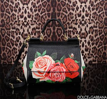Colestore Dolce & Gabbana Rose-Print Small Miss Sicily Bag 25x12x20cm