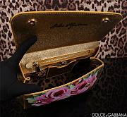 Colestore Dolce & Gabbana Sicily Top Handle Bag In A Metallic Gold Leather with Pink Rose Floral Print 25x12x20cm - 6