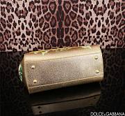 Colestore Dolce & Gabbana Sicily Top Handle Bag In A Metallic Gold Leather with Pink Rose Floral Print 25x12x20cm - 5