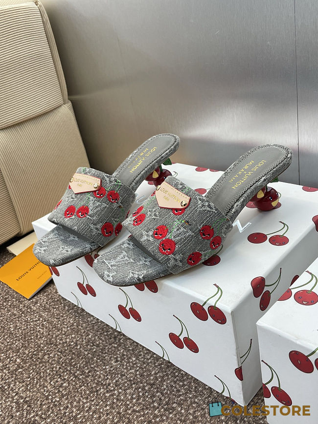 Colestore Louis Vuitton LV x TM Lily Mule Monogram Cherry Gray Denim - 1
