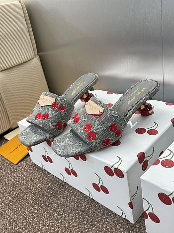 Colestore Louis Vuitton LV x TM Lily Mule Monogram Cherry Gray Denim