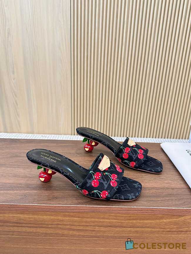 Colestore Louis Vuitton LV x TM Lily Mule Monogram Cherry Black Denim - 1