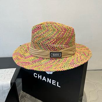 Colestore Gucci Multicolor Straw Hat with Logo Patch