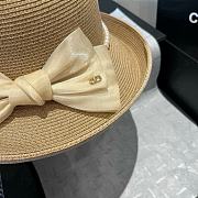 Colestore Chanel Elegant Straw Hat with Natural Bow & Pearl Band 57cm - 2