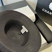 Colestore Chanel Elegant Straw Hat with Black Bow & Pearl Band 57cm - 6