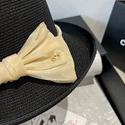 Colestore Chanel Elegant Straw Hat with Black Bow & Pearl Band 57cm - 4