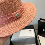 Colestore Chanel Pink Woven Straw Boater Hat with Heart Charm 57cm - 5