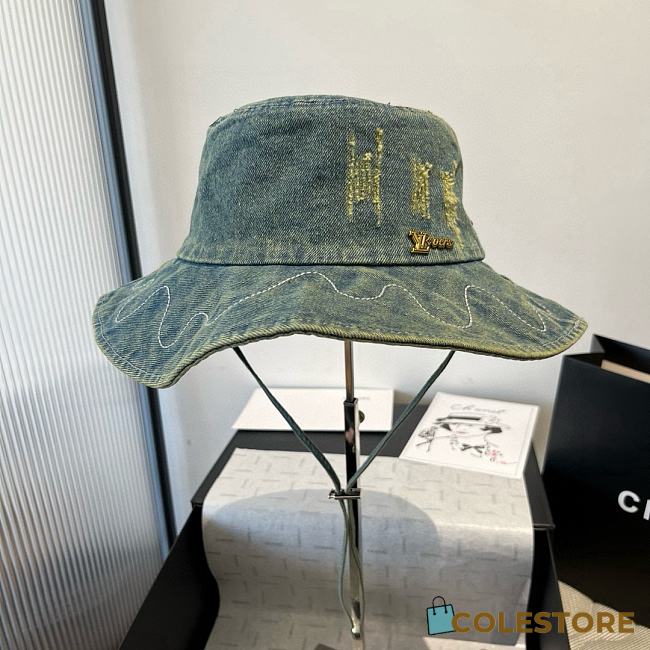 Colestore Louis Vuitton Distressed Denim Bucket Hat  - 1