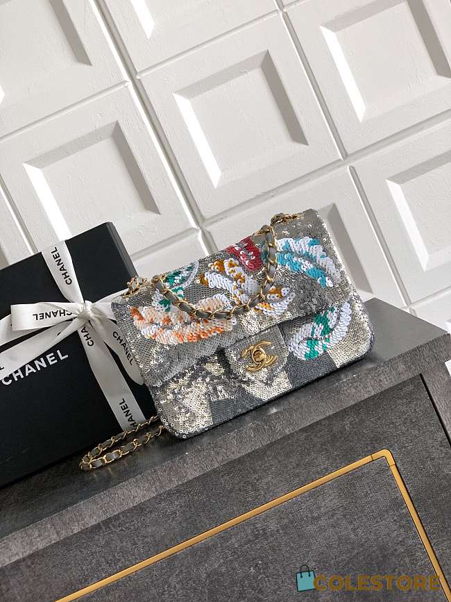 Colestore Chanel Classic 11.12 Handbag Silver & Multicolour 20cm - 1