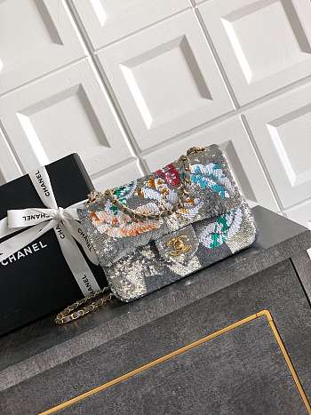 Colestore Chanel Classic 11.12 Handbag Silver & Multicolour 20cm