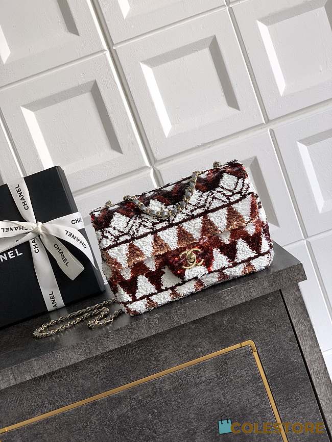 Colestore Chanel Red Sequin Mini Flap Bag 20cm - 1