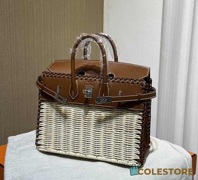 Colestore Hermes Birkin Picnic Bag  Barenia Leather & Wicker 25cm - 1