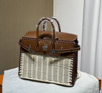Colestore Hermes Birkin Picnic Bag  Barenia Leather & Wicker 25cm