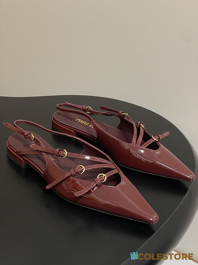 Colestore Miu Miu Patent leather Slingback Ballerinas with Buckles Carmine - 1