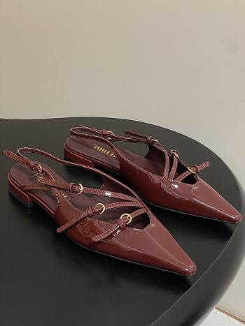 Colestore Miu Miu Patent leather Slingback Ballerinas with Buckles Carmine
