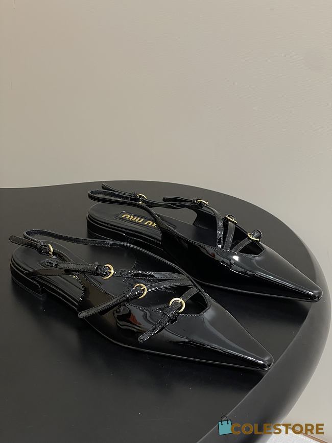 Colestore Miu Miu Patent leather Slingback Ballerinas with Buckles Black - 1