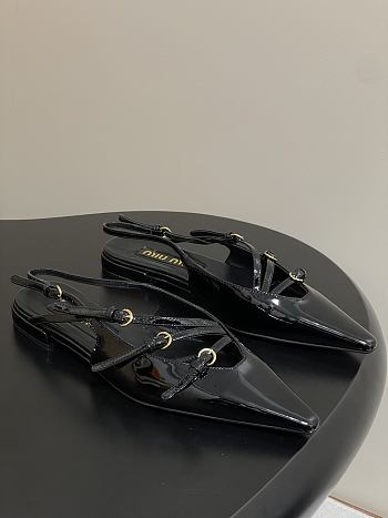 Colestore Miu Miu Patent leather Slingback Ballerinas with Buckles Black