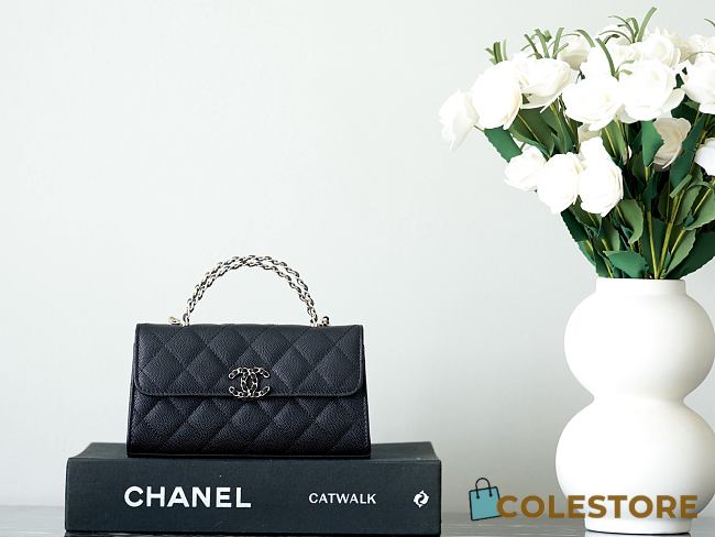 Colestore Chanel 25S Cross Handle Kelly Chain Bag Black 18x10x4.5cm - 1