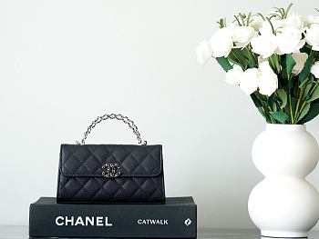 Colestore Chanel 25S Cross Handle Kelly Chain Bag Black 18x10x4.5cm