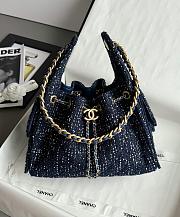 Colestore Chanel 25A Métiers d’Art Collection Tweed 25 Bag Small Hobo in Navy Blue 30x26x14cm - 1