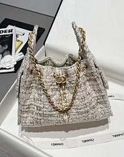 Colestore Chanel 25A Métiers d’Art Collection Tweed 25 Bag Small Hobo in White 30x26x14cm - 1