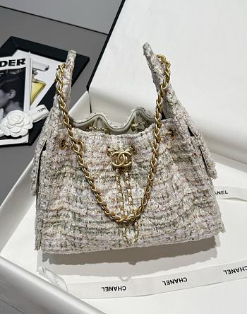 Colestore Chanel 25A Métiers d’Art Collection Tweed 25 Bag Small Hobo in White 30x26x14cm